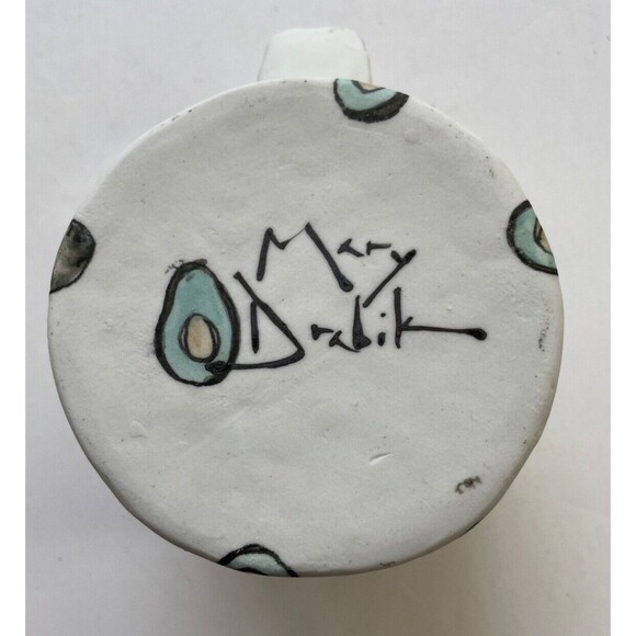 Mary Drabik Porcelain Avocado Mug Coffee Cup Studio Art Pottery Signed NEW - Picture 5 of 11
